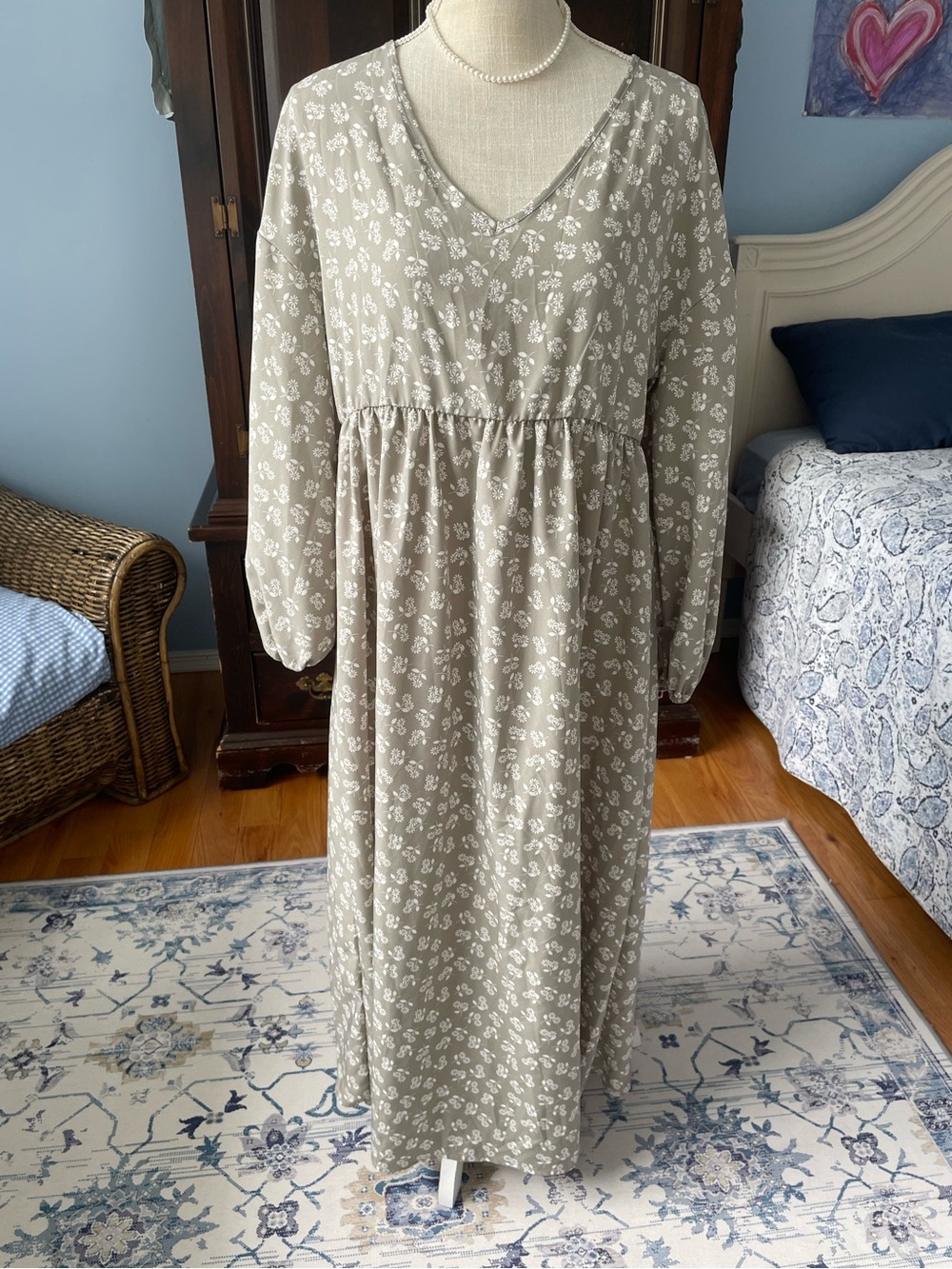 Emery Rose Maxi Dress-Medium-Khaki Floral-NWT